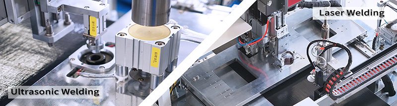 The welding part of the pre-set hole layflat hose production line cated hole water hose production line can choose either laser welding or ultrasonic welding.