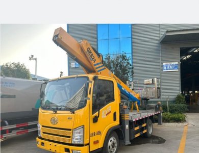 FAW 4×2 95 km/h Euro-VI 110 HP Manual 5-Speed 2 t/2.7 t Axles 22-28 m Straight-Arm TelescopiFAW 4×2 95 km/h Euro-VI 110 HP Manual 5-Speed 2 t/2.7 t Axles 22-28 m Straight-Arm Telescopic Boom Hydraulic Aerial Cage Truck for Salec Boom Hydraulic Aerial Cage