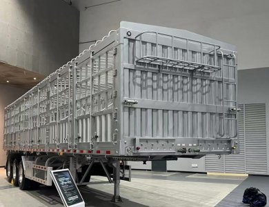 Shaanxi Automobile Huainan 12-meter flatbed semi-trailer with flower bars and a double-opening cage semi-trailer