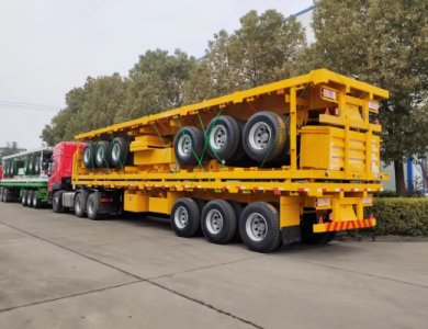 Tri Axles 40ft Container Flatbed Trailer with Front Board