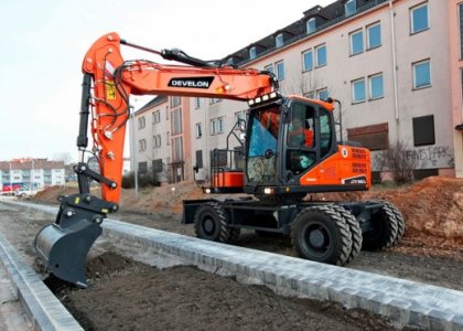DEVELON Brand New DX150W-7B 0.76m³ 13.52t DOOSON Wheeled Excavator for Sale