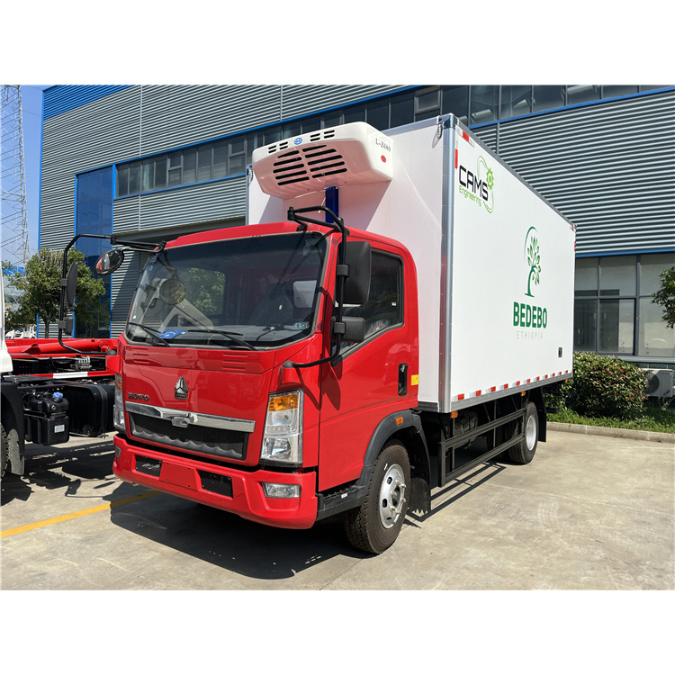 SINOTRUK HOWO 4×2 90 km/h Euro-III 110 HP Manual 5-Speed 2 t/3 t Axles 4-5 t Payload 14 m³ -15 °C Small Freezer Refrigerated Cargo Van Truck for Africa for Sale